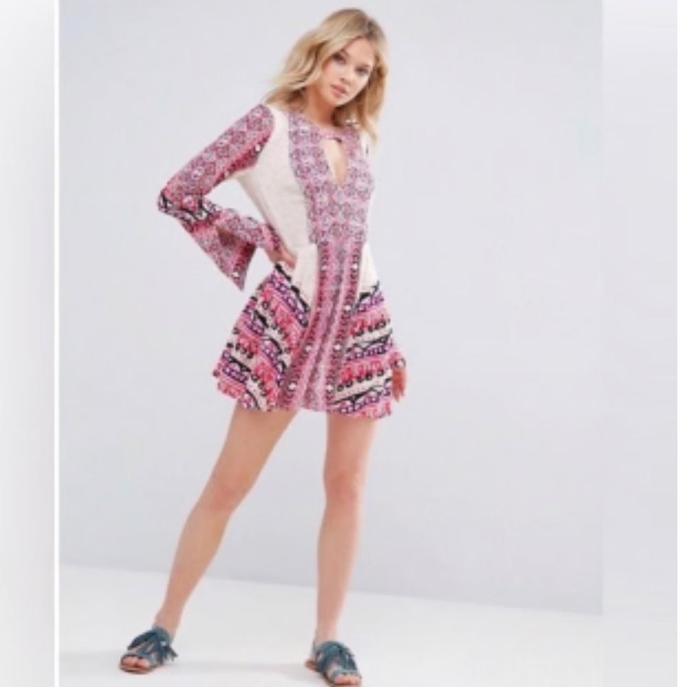 Free People Tegan Border Printed Mini Dress